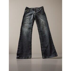 Wrangler Girls Size 12 R Gray Black Pink Logo Retro Bootcut Jeans
